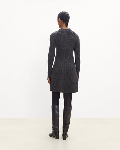 Ribbed Sweater Dress in Felted Wool-Cashmere