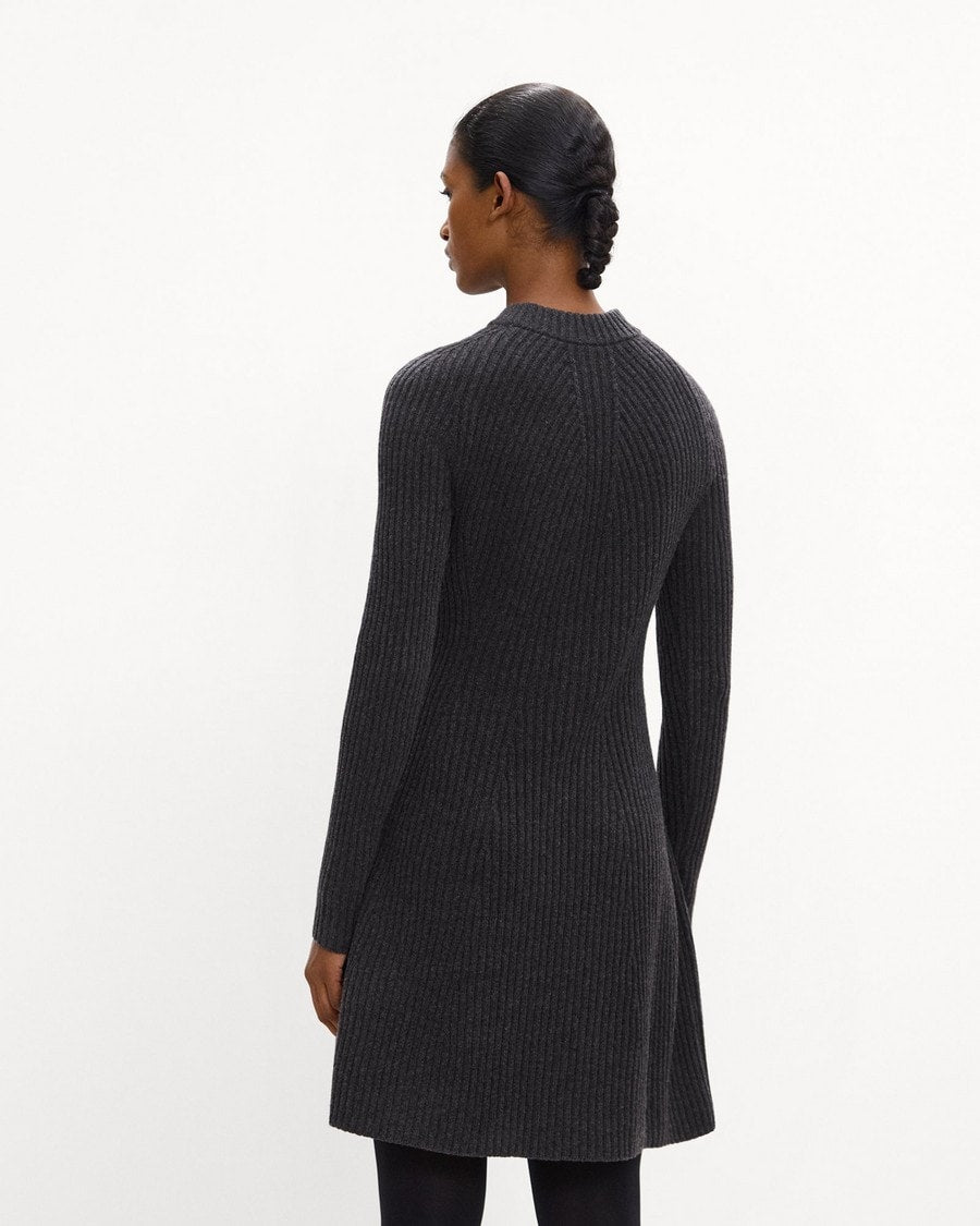 Ribbed Sweater Dress in Felted Wool-Cashmere