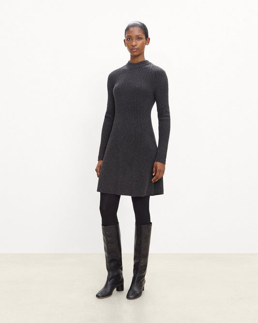 Ribbed Sweater Dress in Felted Wool-Cashmere