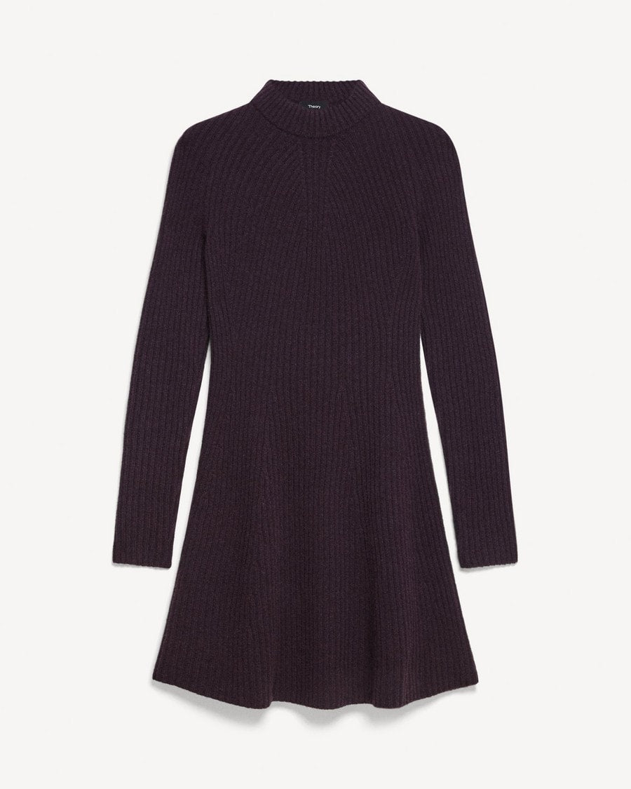 Ribbed Sweater Dress in Felted Wool-Cashmere