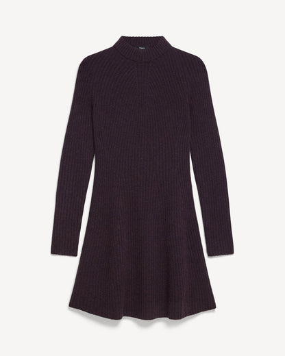 Ribbed Sweater Dress in Felted Wool-Cashmere