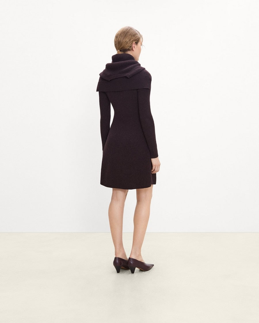 Ribbed Sweater Dress in Felted Wool-Cashmere