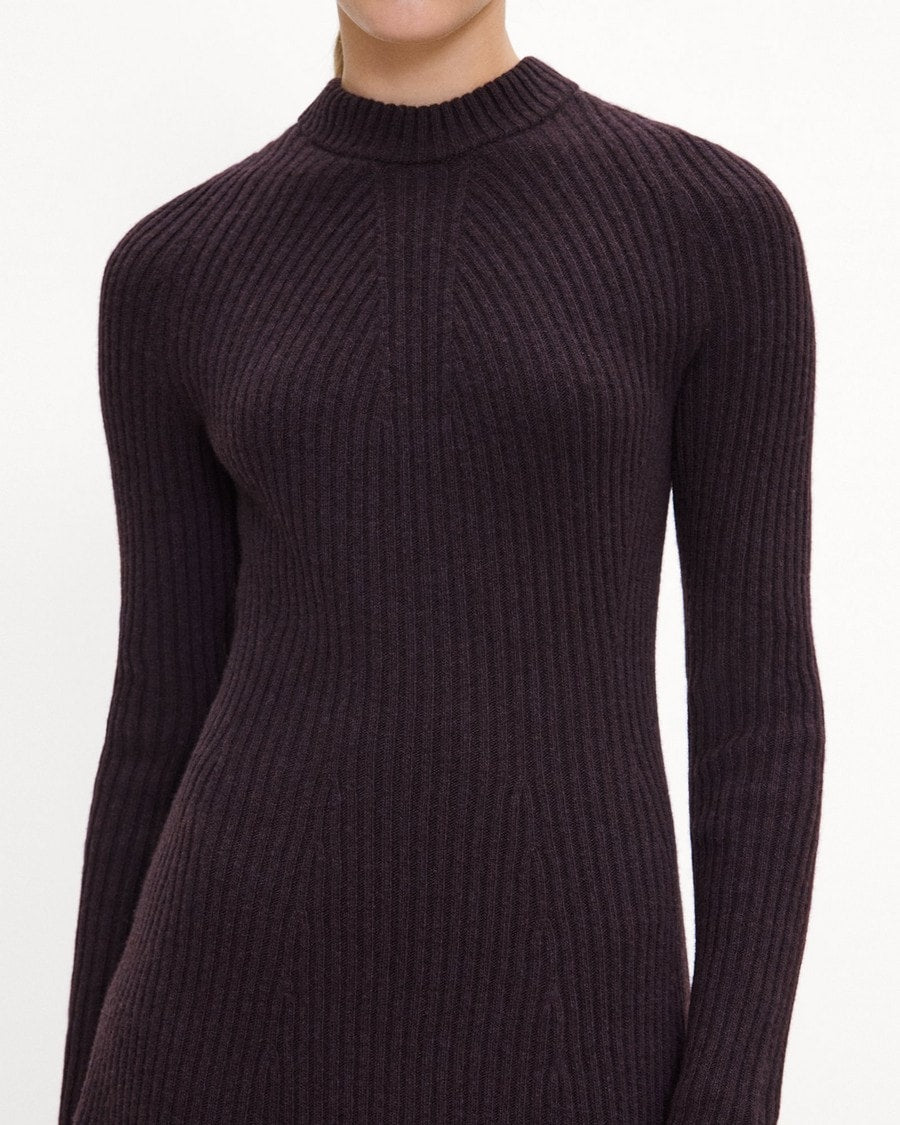 Ribbed Sweater Dress in Felted Wool-Cashmere