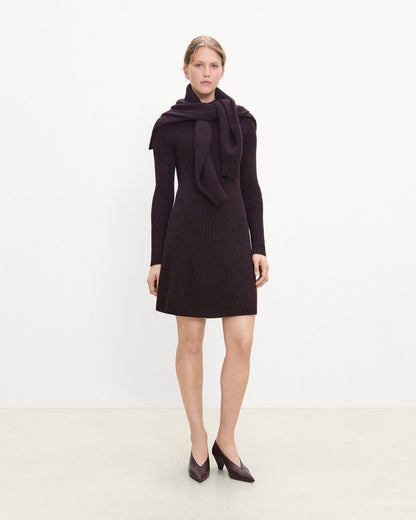 Ribbed Sweater Dress in Felted Wool-Cashmere
