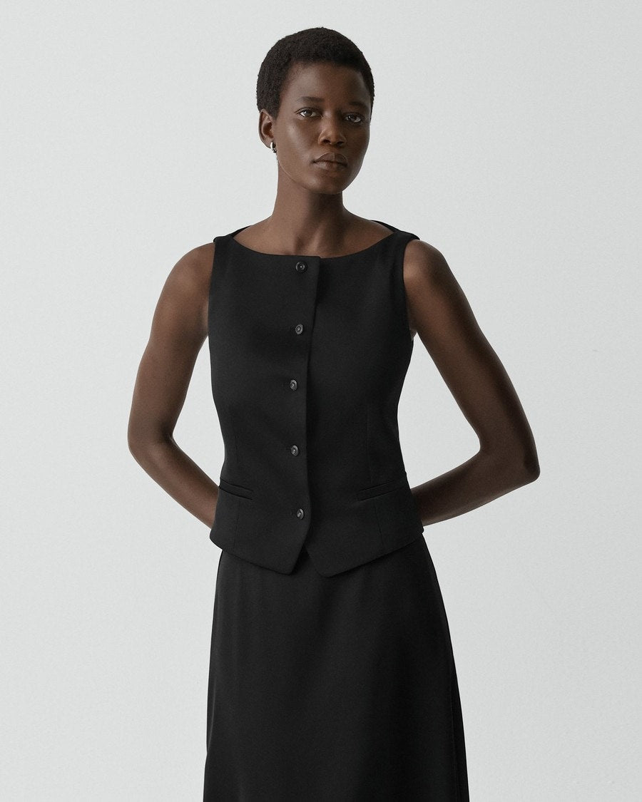 Boatneck Vest in Satin