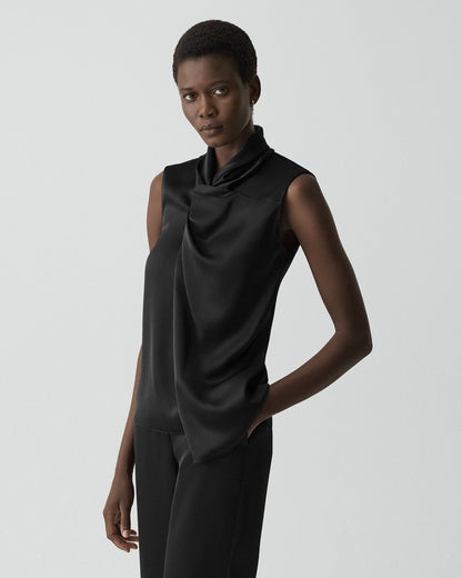 Twisted Split Blouse in Satin
