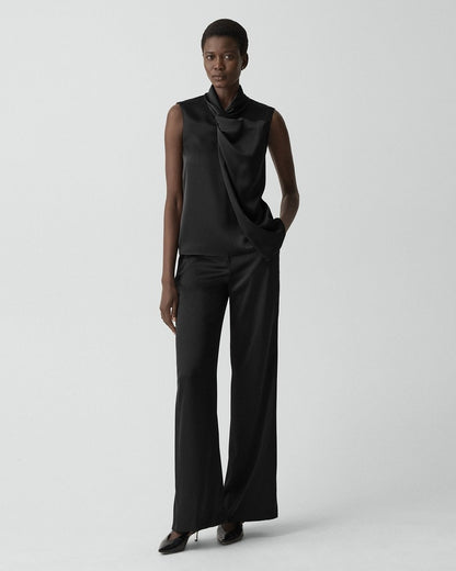 Twisted Split Blouse in Satin