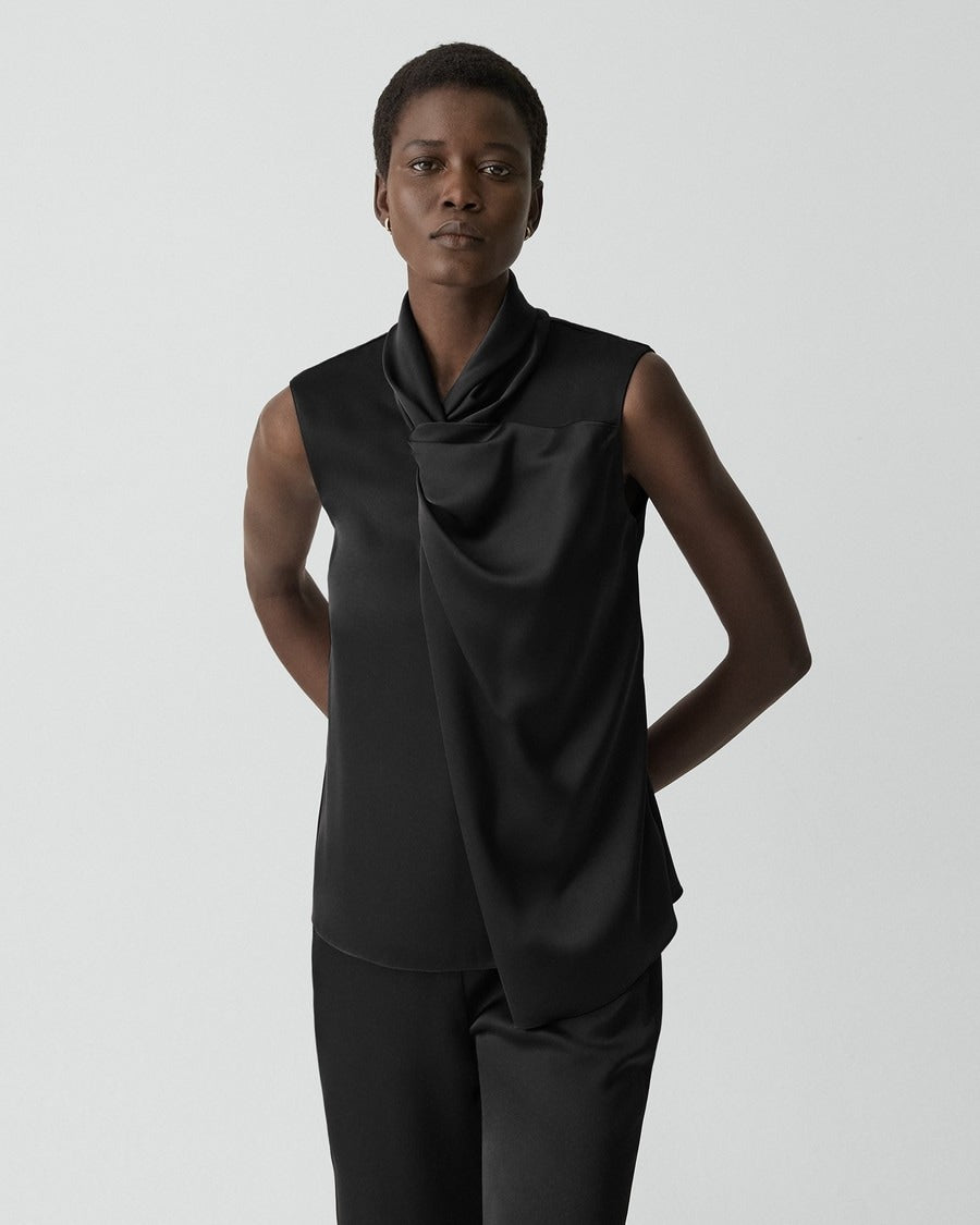 Twisted Split Blouse in Satin
