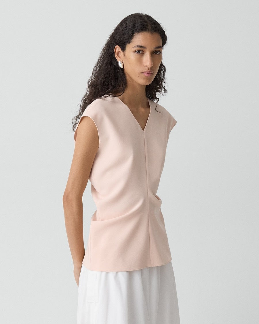 Draped V-Neck Top in Admiral Crepe