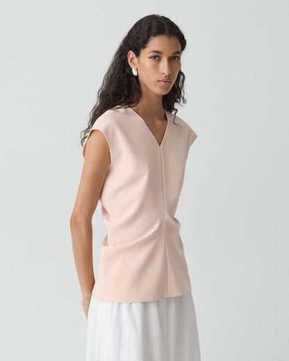 Draped V-Neck Top in Admiral Crepe