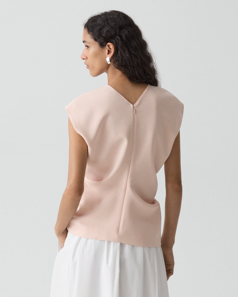 Draped V-Neck Top in Admiral Crepe