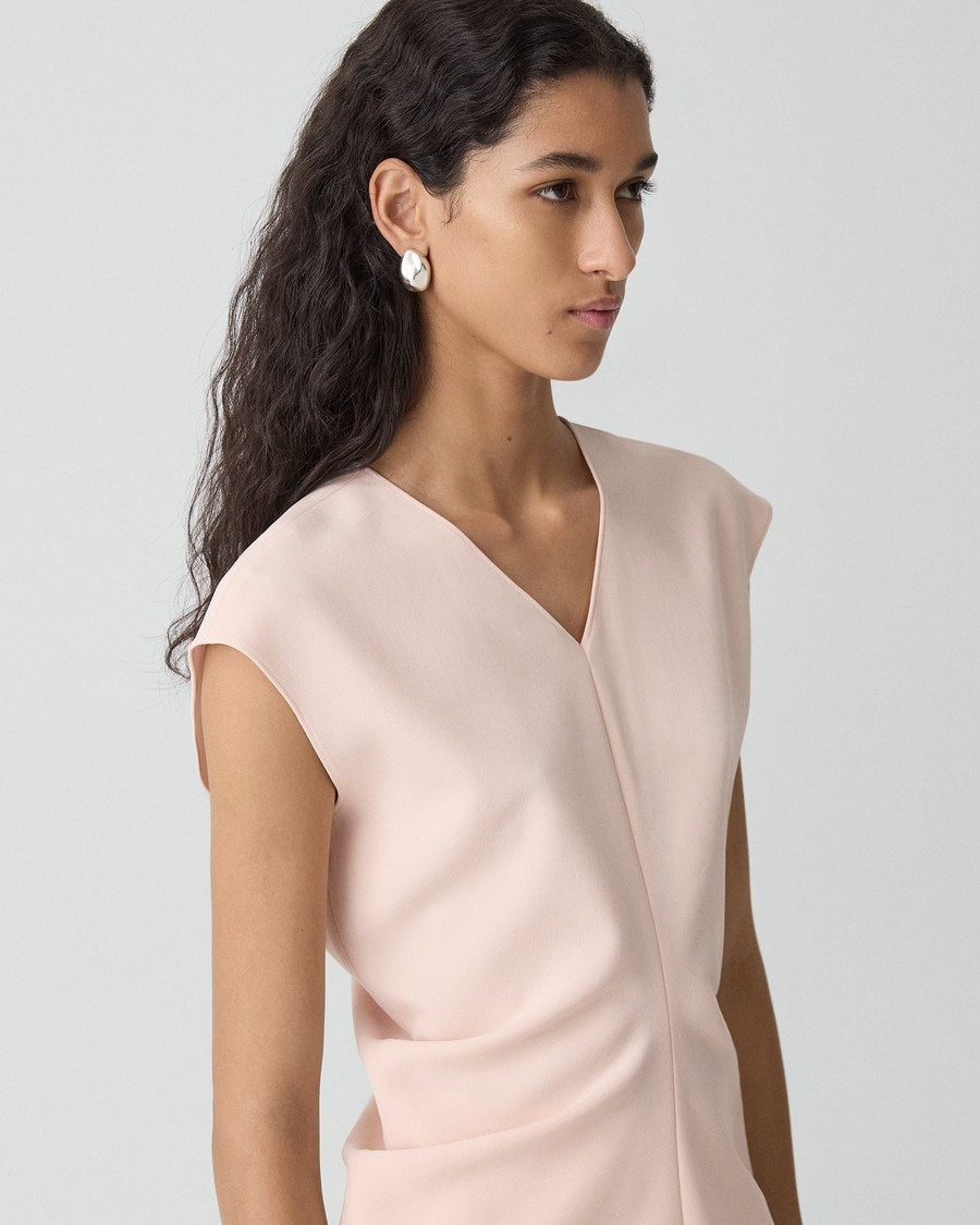 Draped V-Neck Top in Admiral Crepe