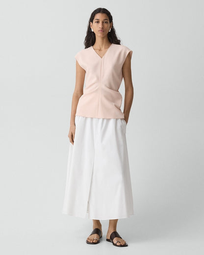 Draped V-Neck Top in Admiral Crepe