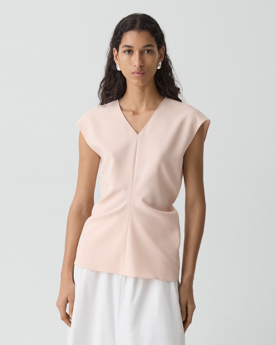 Draped V-Neck Top in Admiral Crepe