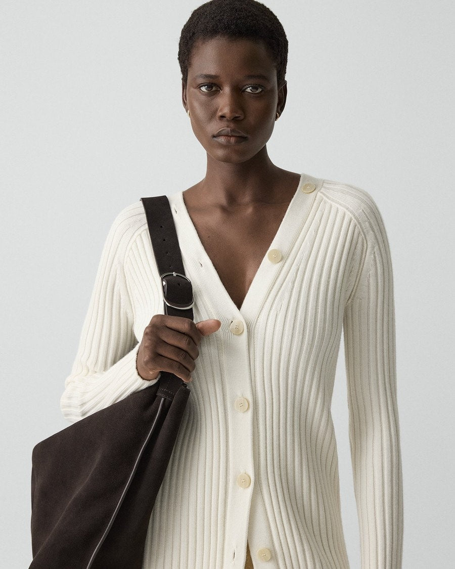 Button-Back Cardigan in Merino Wool