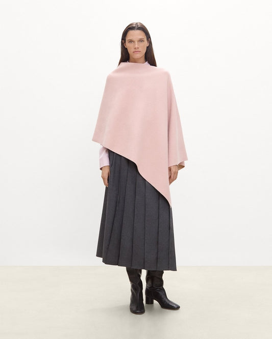 Reversible Draped Poncho in Felted Wool-Cashmere 