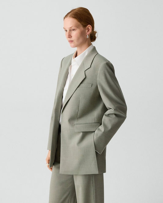 Vented Blazer in Wool Gabardine