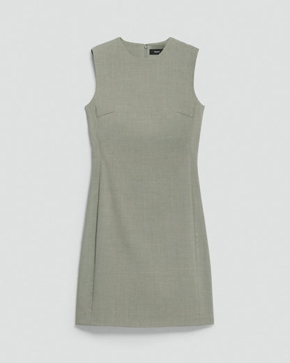 Sleeveless Fitted Dress in Wool Gabardine