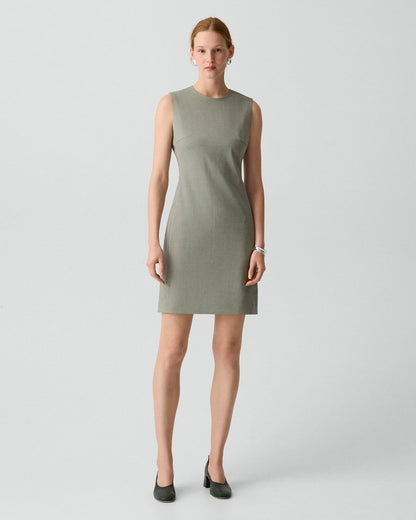Sleeveless Fitted Dress in Wool Gabardine