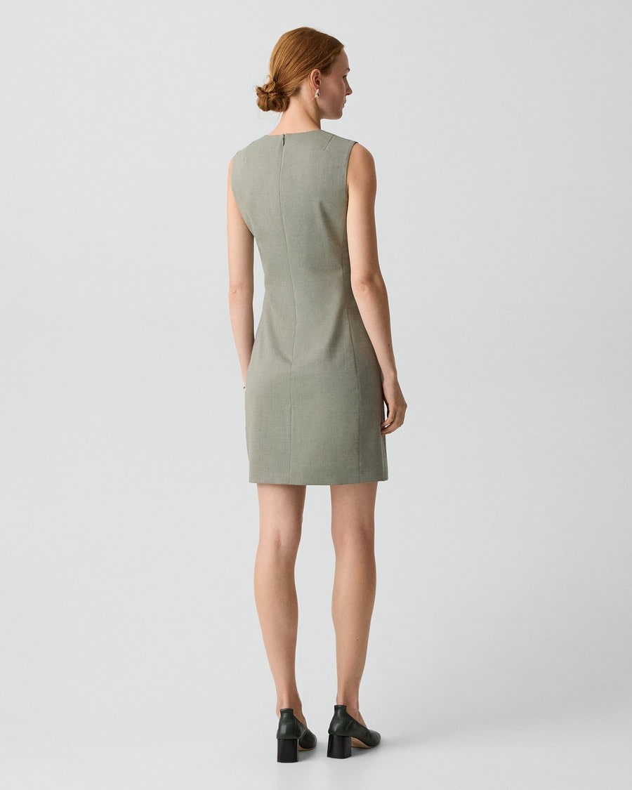 Sleeveless Fitted Dress in Wool Gabardine