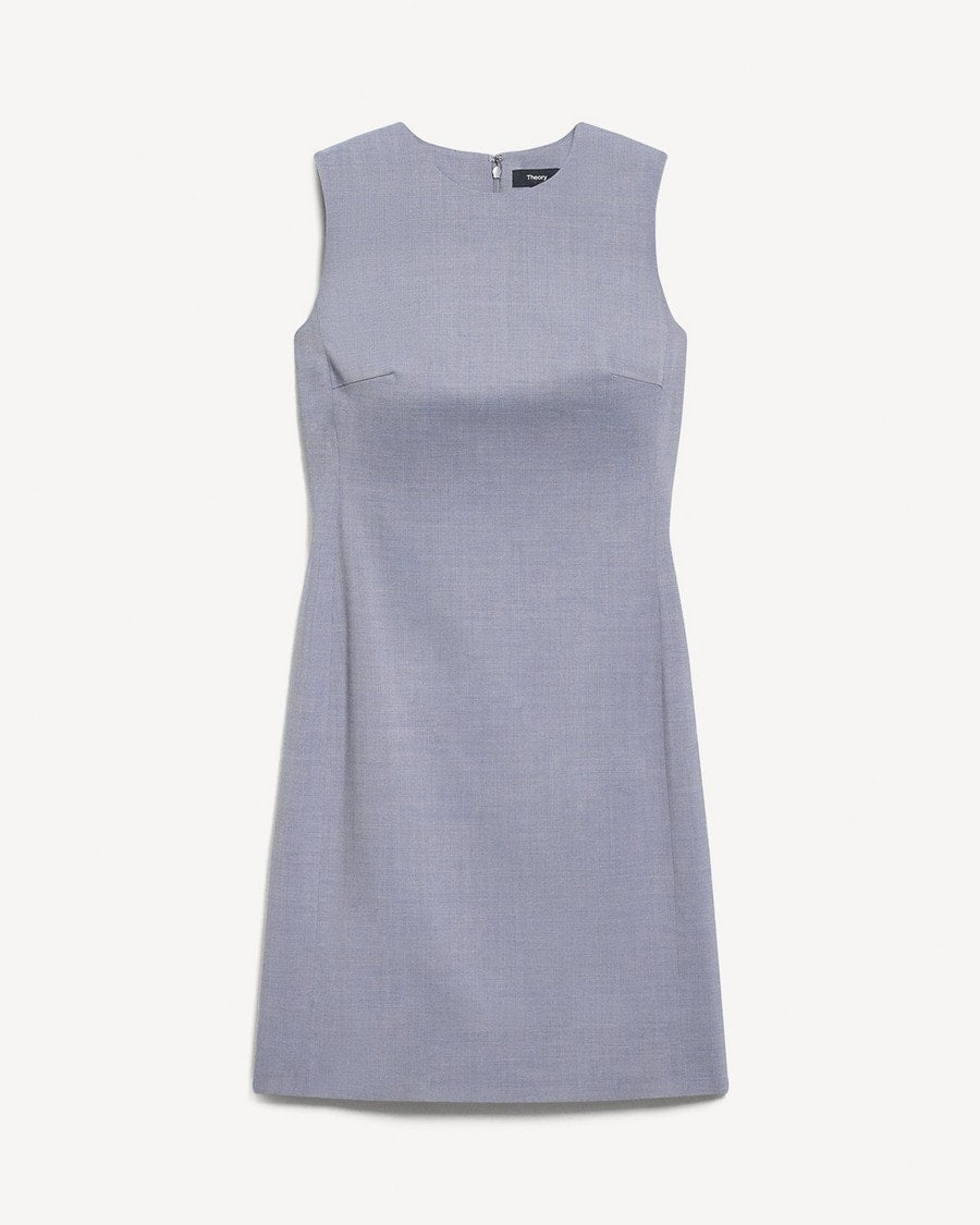 Sleeveless Fitted Dress in Wool Gabardine