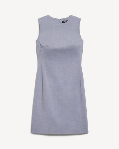 Sleeveless Fitted Dress in Wool Gabardine