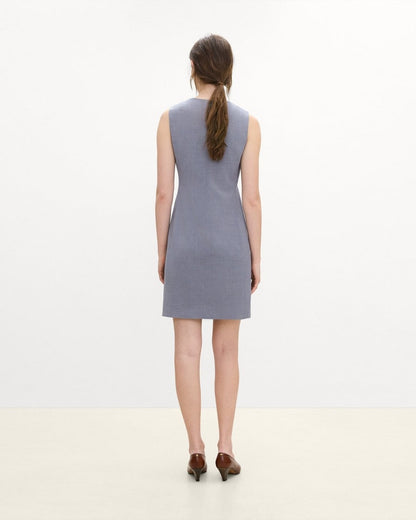 Sleeveless Fitted Dress in Wool Gabardine