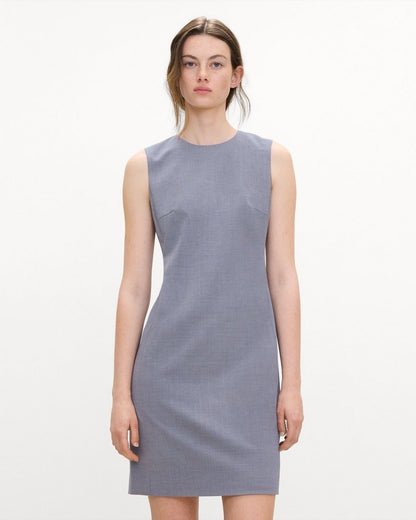Sleeveless Fitted Dress in Wool Gabardine