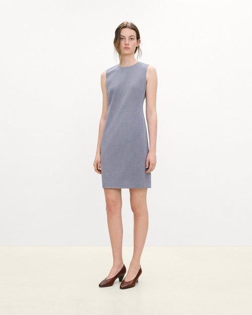 Sleeveless Fitted Dress in Wool Gabardine