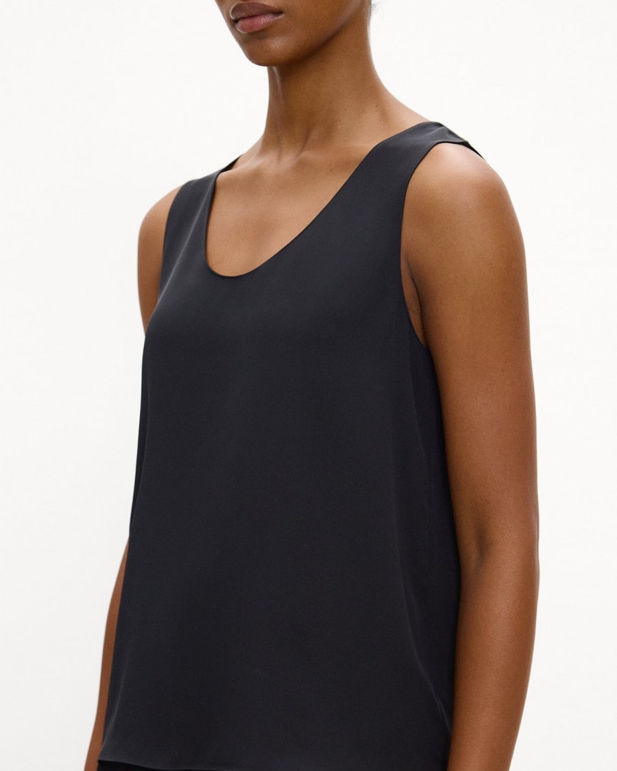Scoop Neck Shell Top in Silk Georgette