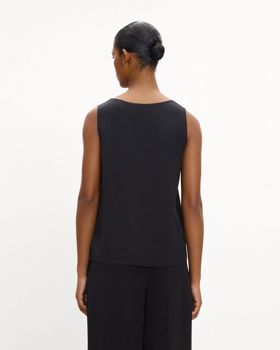 Scoop Neck Shell Top in Silk Georgette