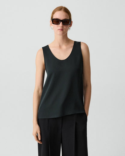 Scoop Neck Shell Top in Silk Georgette