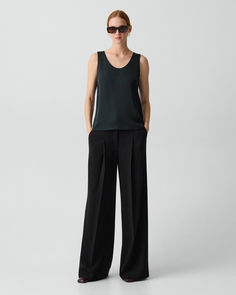 Scoop Neck Shell Top in Silk Georgette