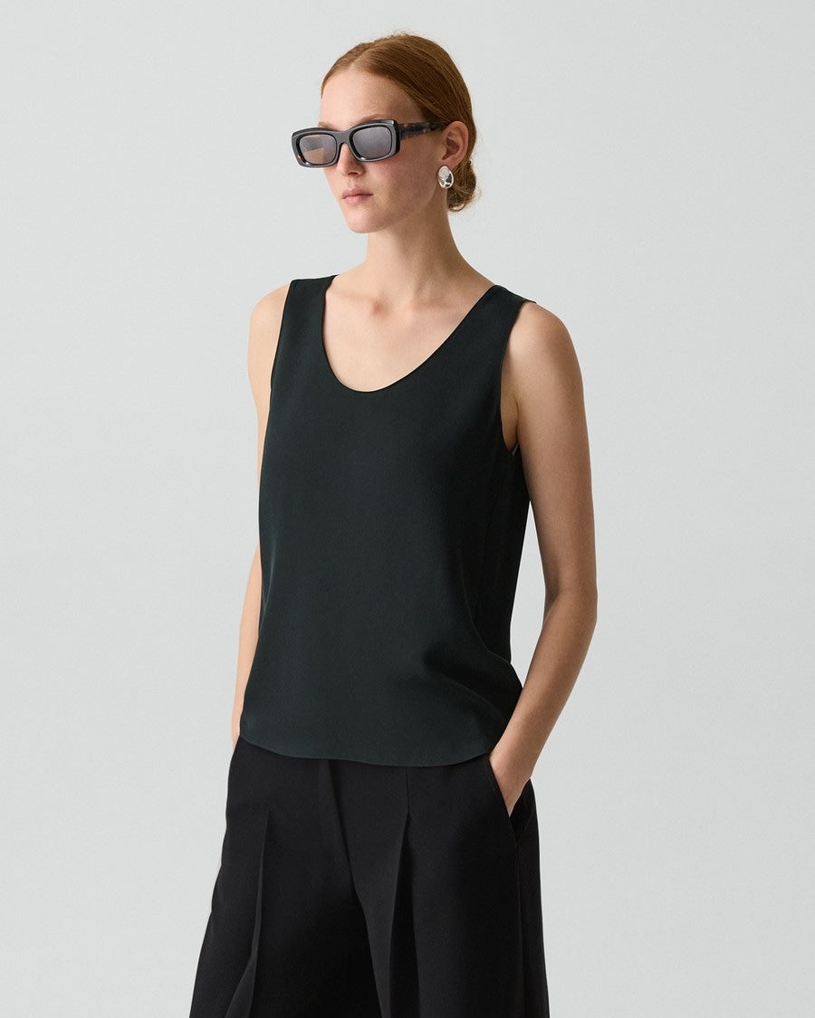 Scoop Neck Shell Top in Silk Georgette