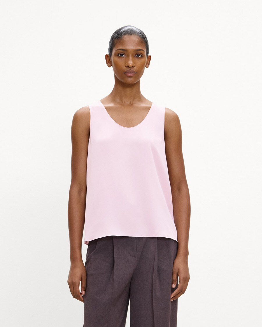 Scoop Neck Shell Top in Silk Georgette