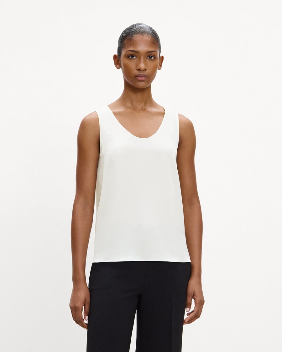 Scoop Neck Shell Top in Silk Georgette