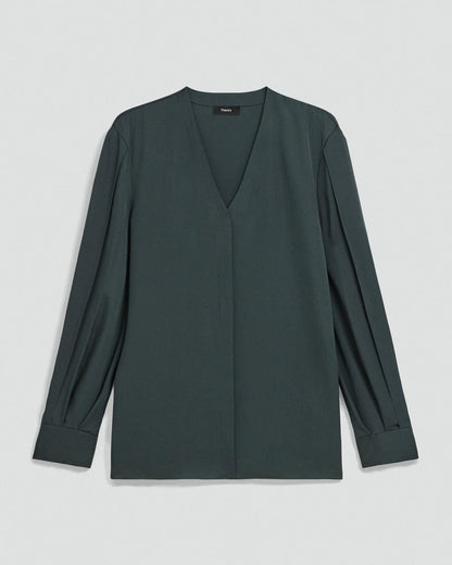 V-Neck Blouse in Silk Georgette