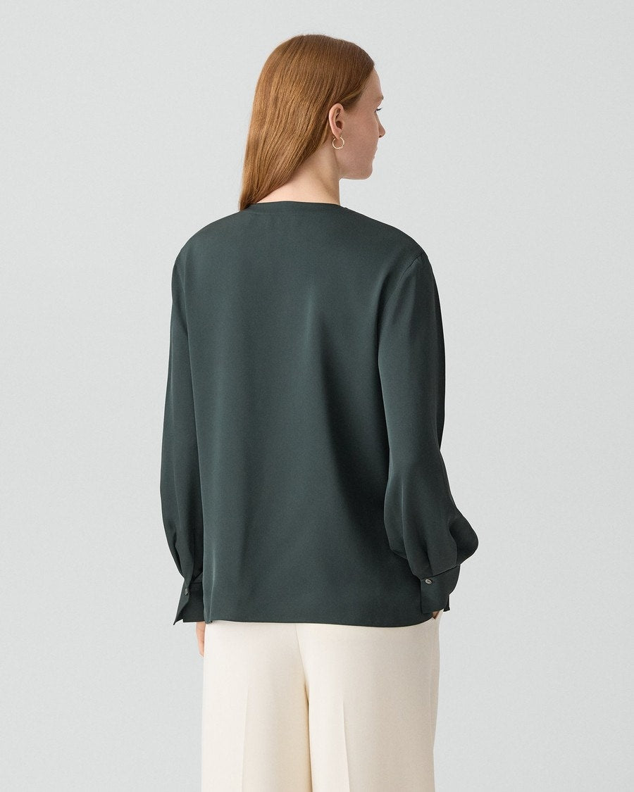 V-Neck Blouse in Silk Georgette