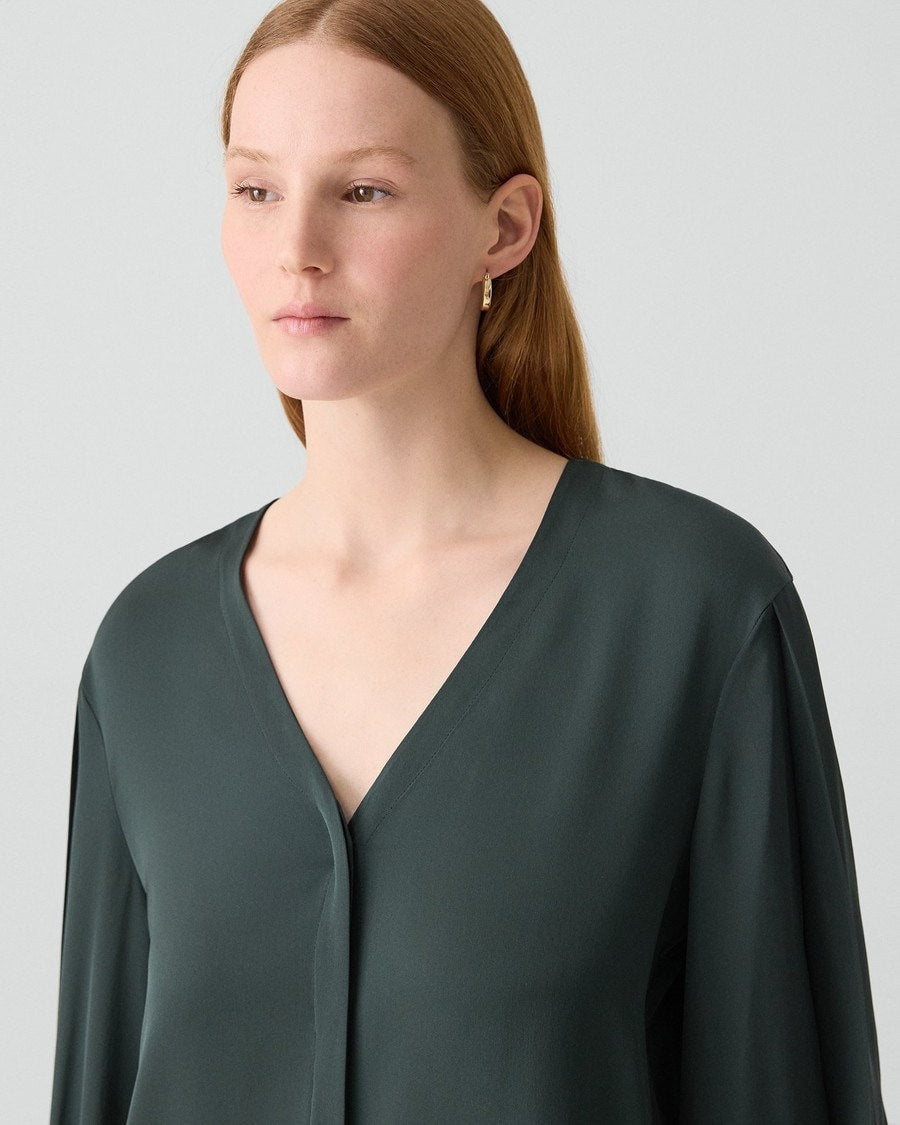 V-Neck Blouse in Silk Georgette
