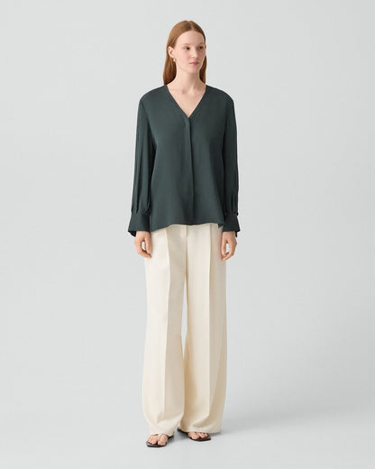 V-Neck Blouse in Silk Georgette