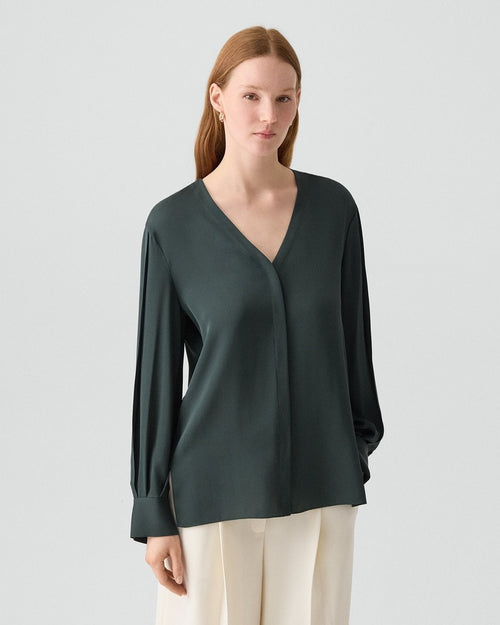 V-Neck Blouse in Silk Georgette