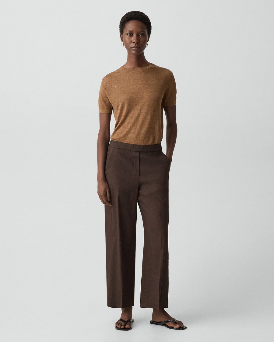 Classic Straight Pull-On Pant in Good Linen