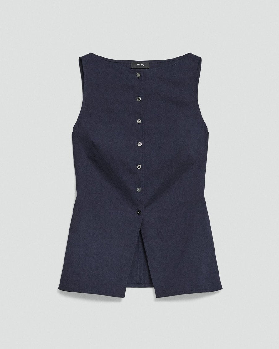 Boatneck Cutaway Top in Good Linen