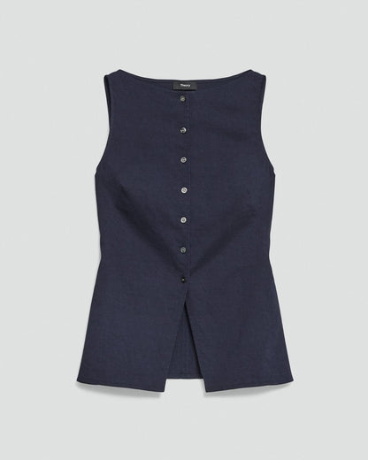Boatneck Cutaway Top in Good Linen