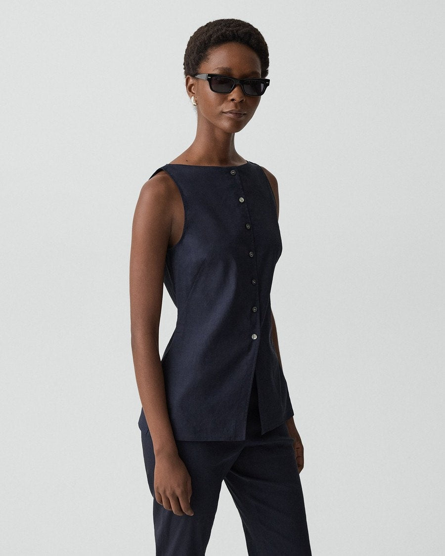 Boatneck Cutaway Top in Good Linen