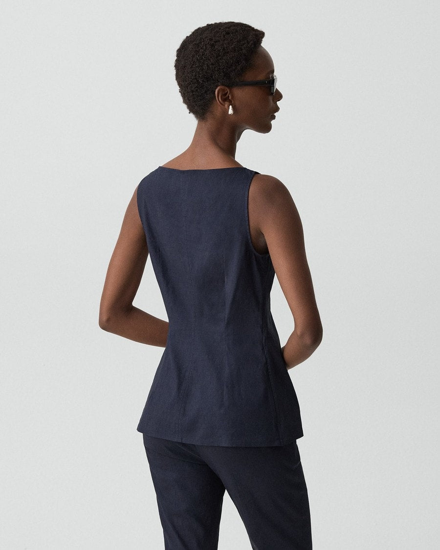 Boatneck Cutaway Top in Good Linen