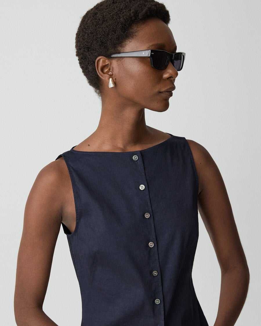 Boatneck Cutaway Top in Good Linen