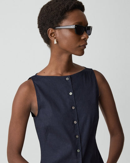 Boatneck Cutaway Top in Good Linen