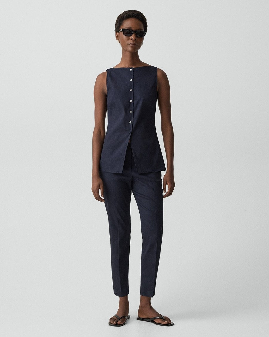 Boatneck Cutaway Top in Good Linen