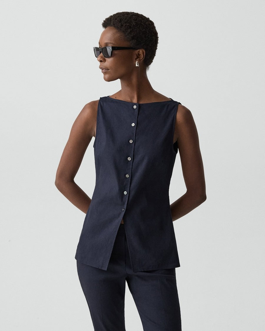 Boatneck Cutaway Top in Good Linen